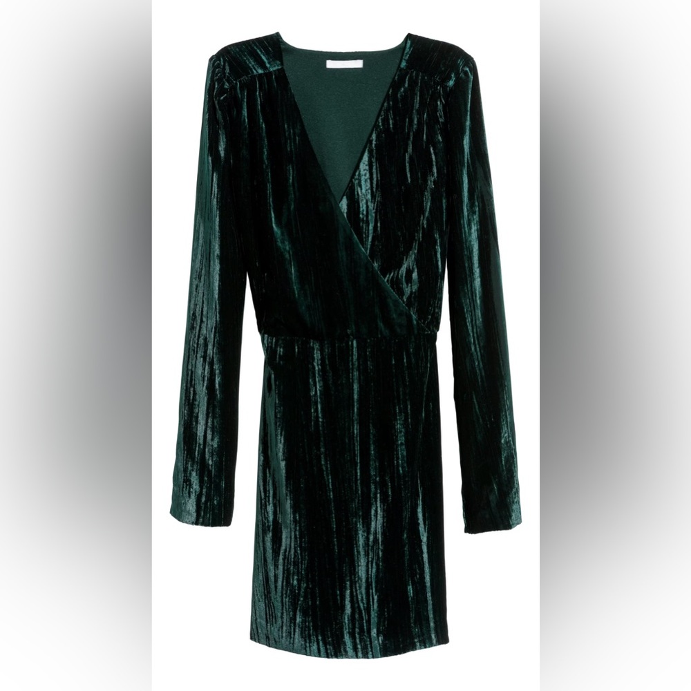 H&M Crushed Velvet Dress (dark green)